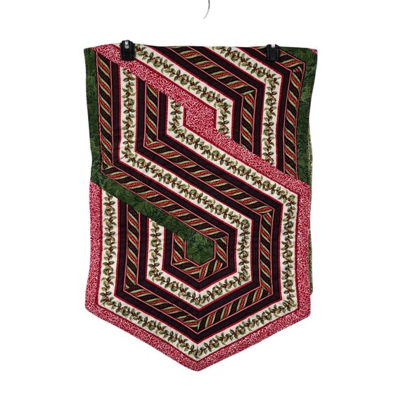 Handmade Christmas Table Runner 19x57 Holiday Decor Used Quilted Reversible - Picture 4 of 16